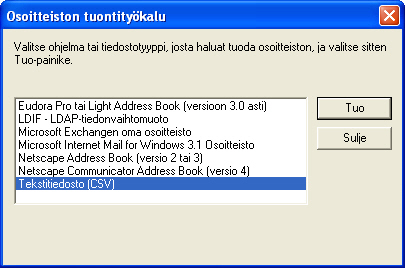 osoiteet tuonti